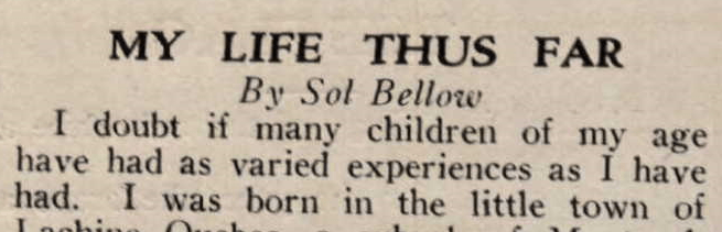 Was This Saul Bellow’s First Published&nbsp;Piece?